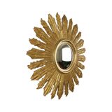 Large Wooden Sun Mirror Sunburst Butler XL Mirror Gold 70cm