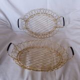 Flat gold metal and scoubidou basket basket