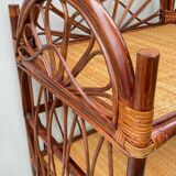 Vintage rattan bookcase shelf
