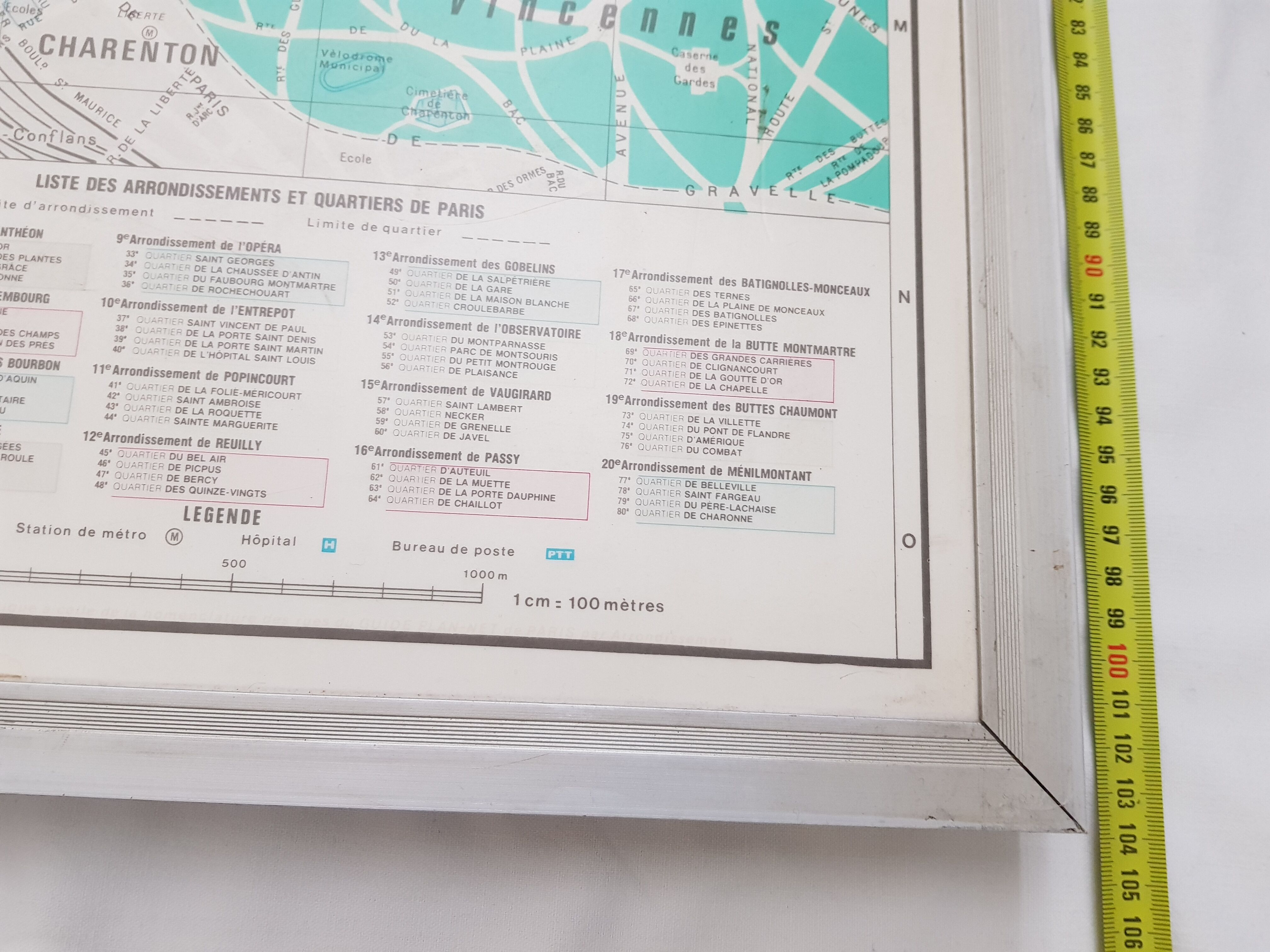 Map of Paris XXL, boroughs and neighborhoods 80 - 142x104cm