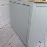 Compact sideboard with 2 drawers, 2 doors re-enchanted in grey-green.
