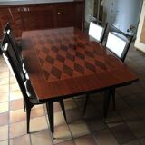 Lacquered table and 4 chairs of the brand NF Meuble