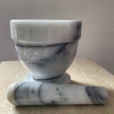 Carrara marble mortar and pestle