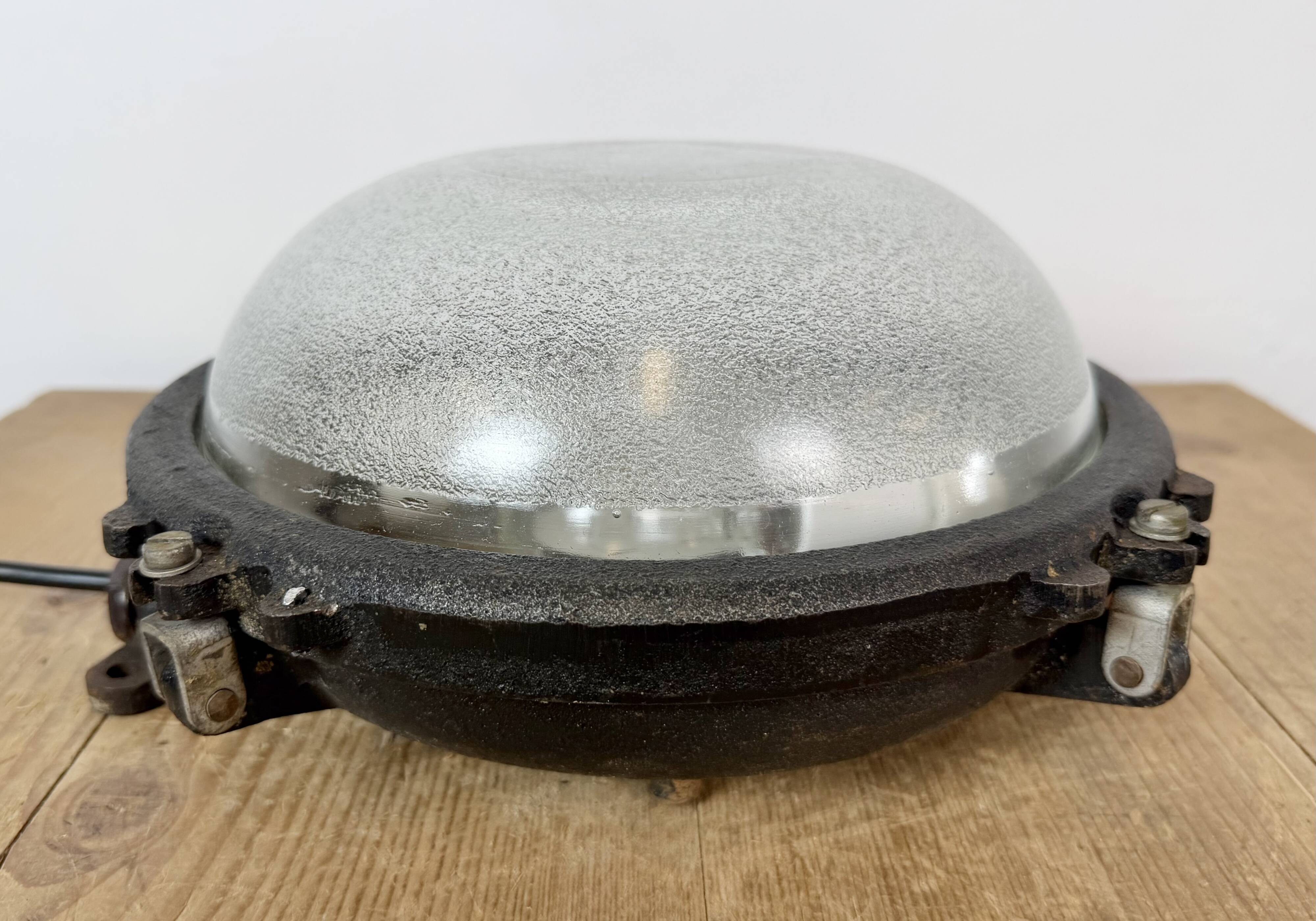 Black Industrial Cast Iron Wall or Ceiling Light from Elektrosvit, 1960s