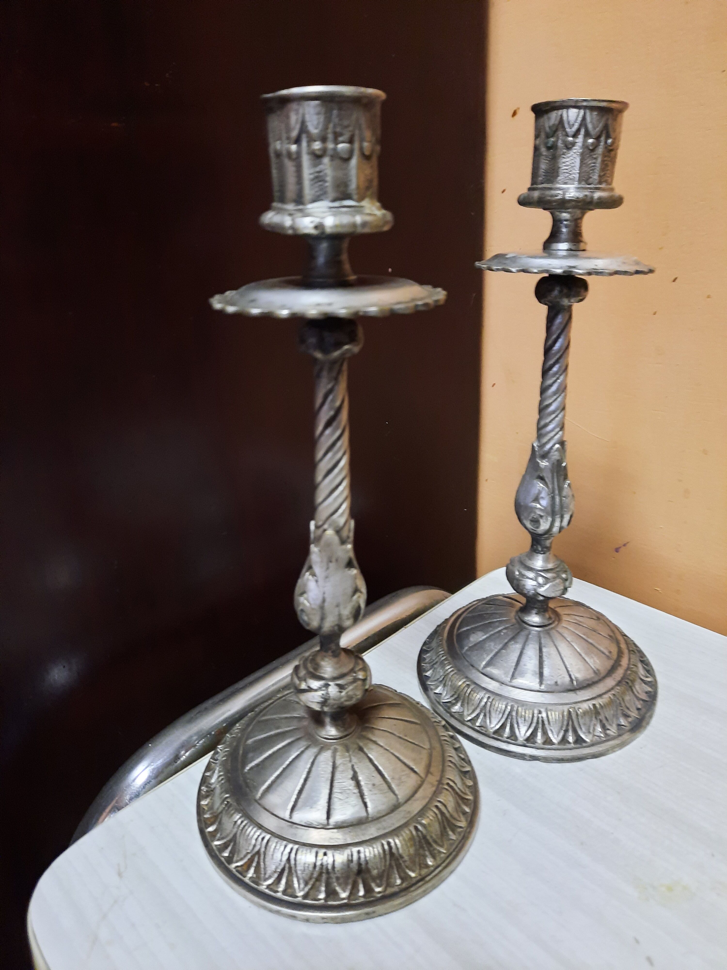 Pair of silver candle holders