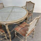 Vintage faux bamboo dining set with original fabric, 1980s