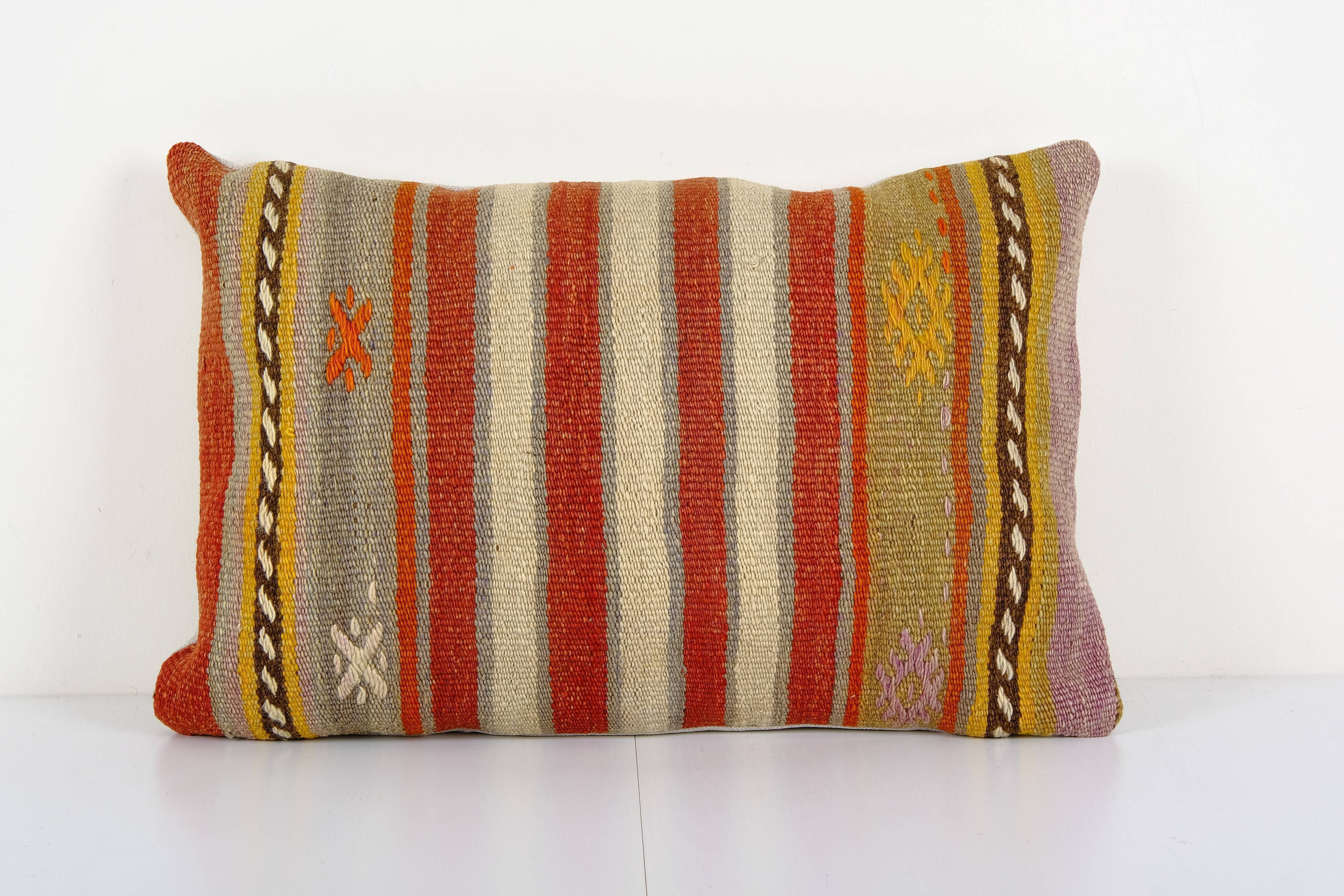 Striped turkish kilim pillow cover