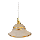 Vintage lampshade pendant lamp in white and gold granite glass