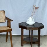 Pedestal table or small octagonal side table quadripod base with modernist spacer
