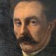 Portrait of a man in oil on canvas from the 19th century, an old painting dated 1885.