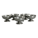Set of 6 low footed bowls in mirror stainless steel.