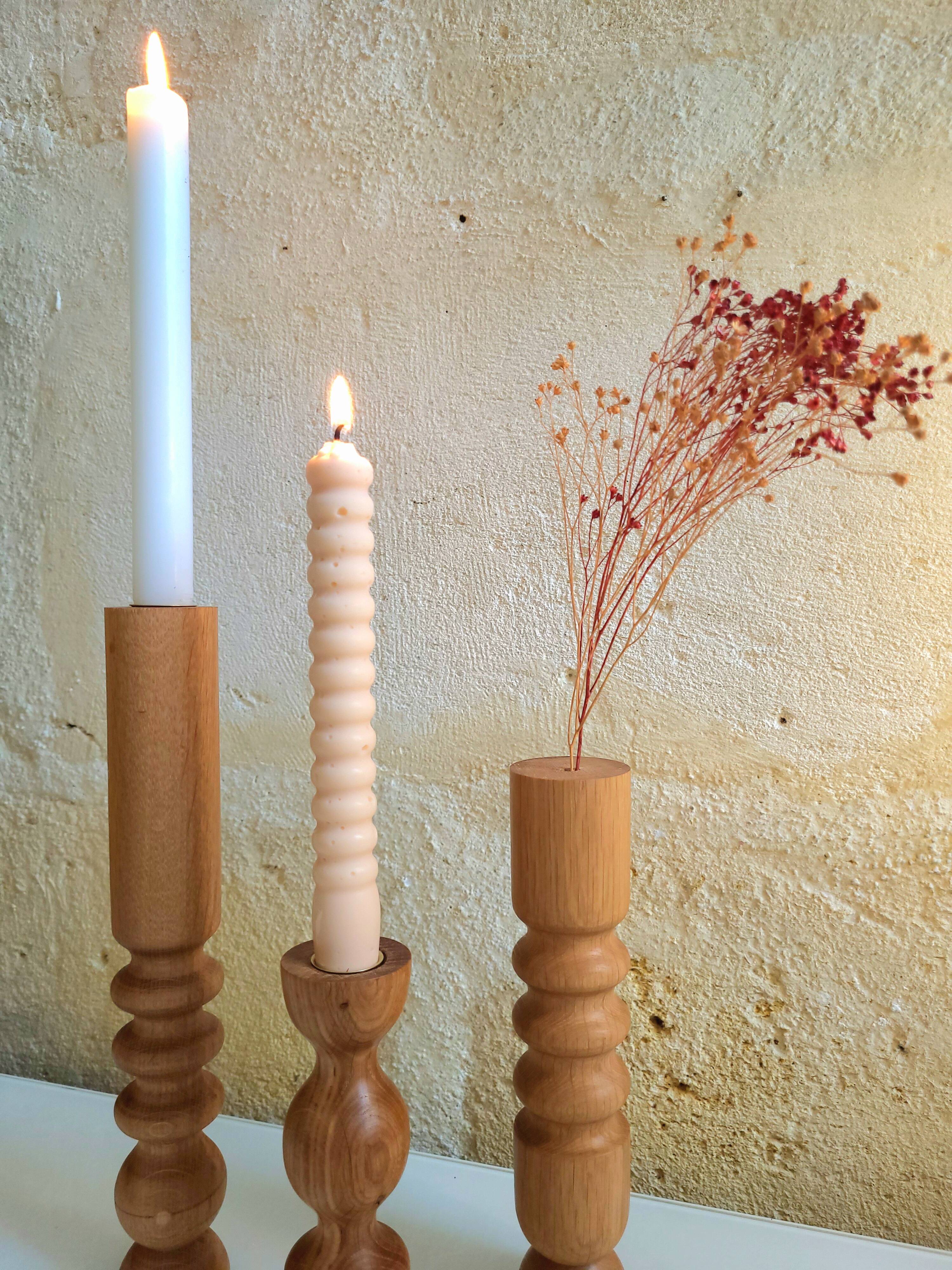 Candle holder - oak soliflore IRIS