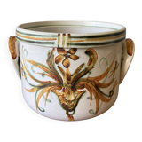 Cache-pot ou pot à fleurs vintage en grès émaillé de Quimper par Keraluc