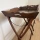 Pair of folding wooden side tables / serving tables in style