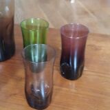 1970 liqueur service tinted glass Verrerie Portieux