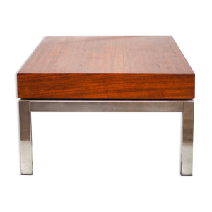 table basse bois et chrome