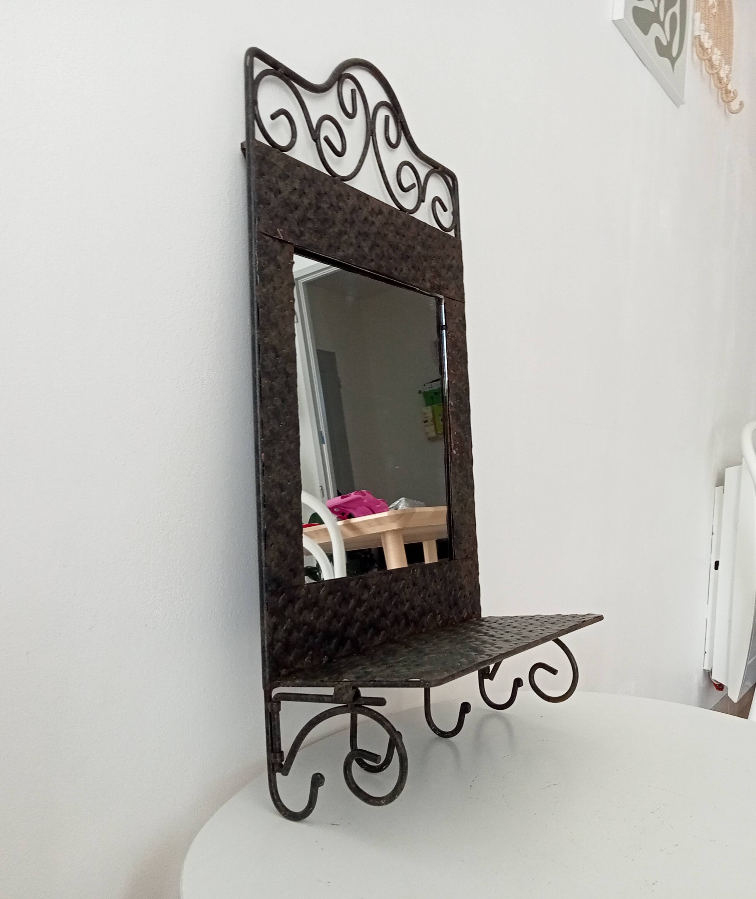 Vintage wrought iron tablet mirror