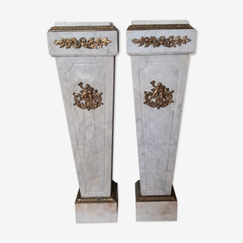Paire de gaines en marbre style Louis XIV,