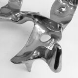 Bronze and glass coffee table with female sculpture by Victor Roman