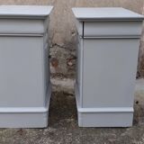 Pair of Louis Philippe style bedside tables 1 door 1 drawer gray