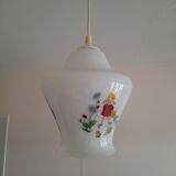 Opaline pendant lamp decorated with children's scenes 60s-70s