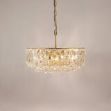 Bakalowits Vienna Grand Chandelier in Gilded Brass and Crystal Glass, Austria, 1970s