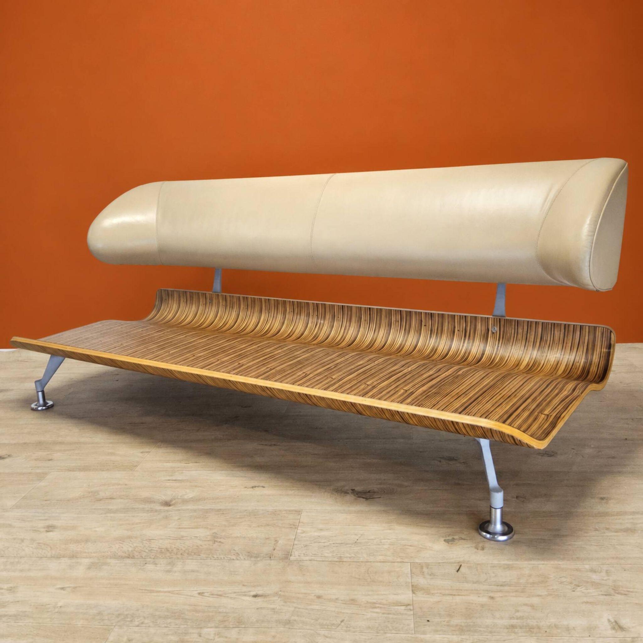 Italian white leather design surfing sofa / Frighetto bench