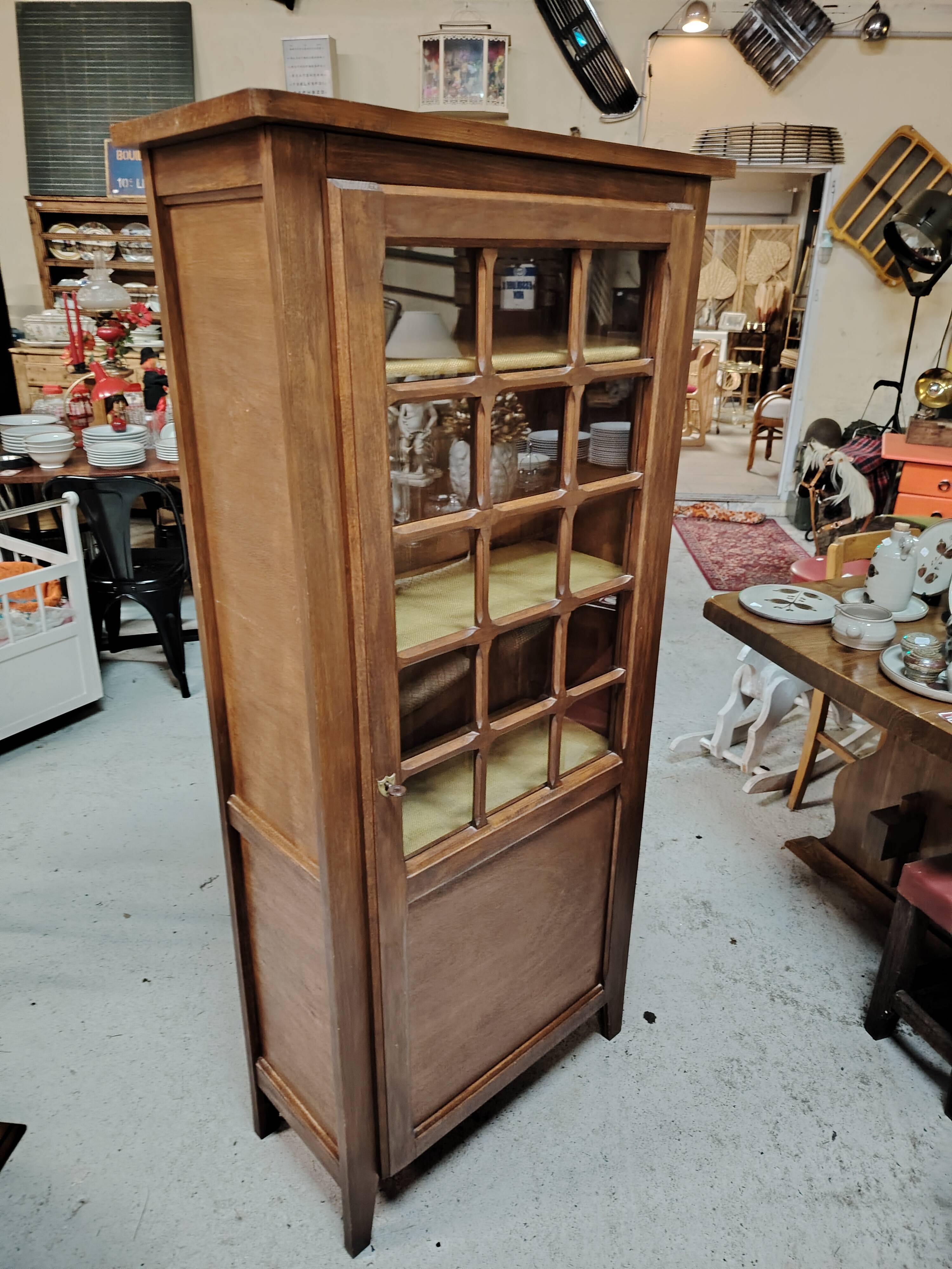 Tall Solid Wood Display Cabinet with Crossbars – Chic Country Style
