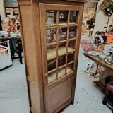 Tall Solid Wood Display Cabinet with Crossbars – Chic Country Style