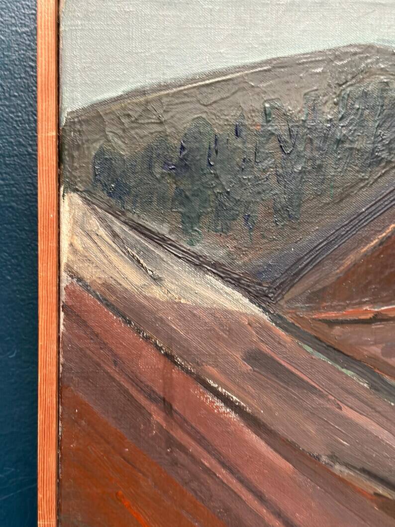 Original Swedish Oil on Canvas – “Glumslövs Backar” by Eric Julius – Signed – Vintage & Framed – 49 × 41 cm