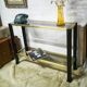 Vintage wooden console and smoked glass