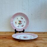 2 Digoin Sarreguemines Rosa pattern dinner plates