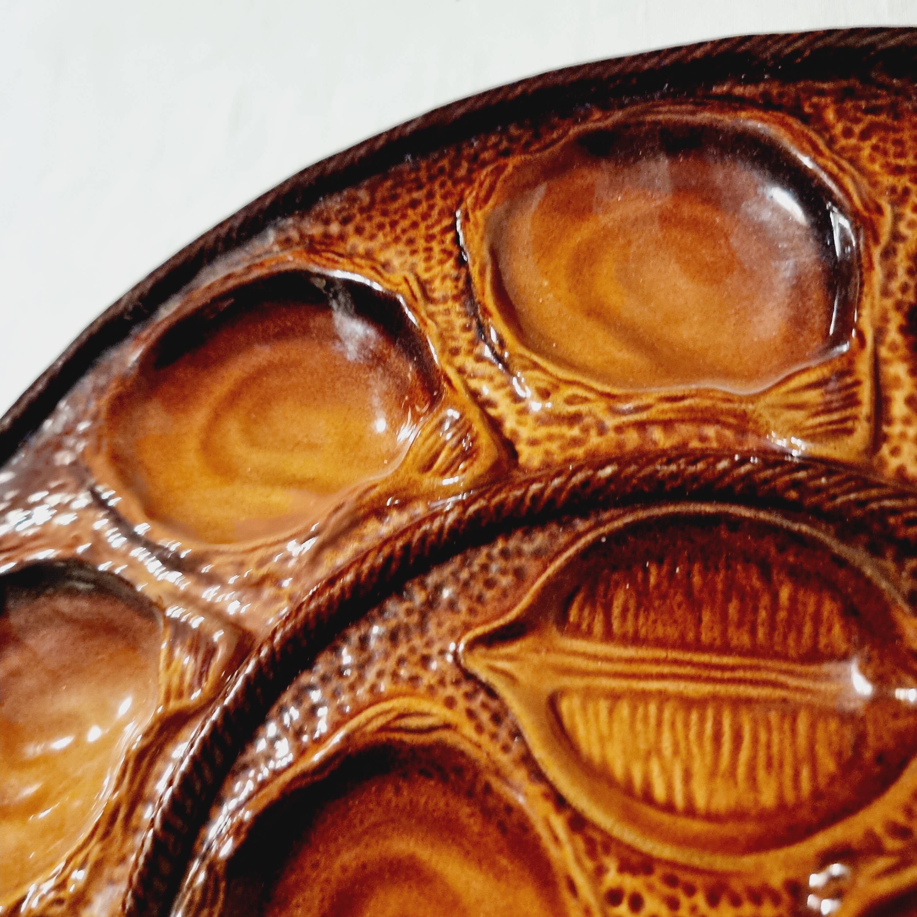 Large Plate for 12 Oysters in French Earthenware from St Clément 1970