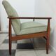 Danish teak 2 seat sofa green upholstery