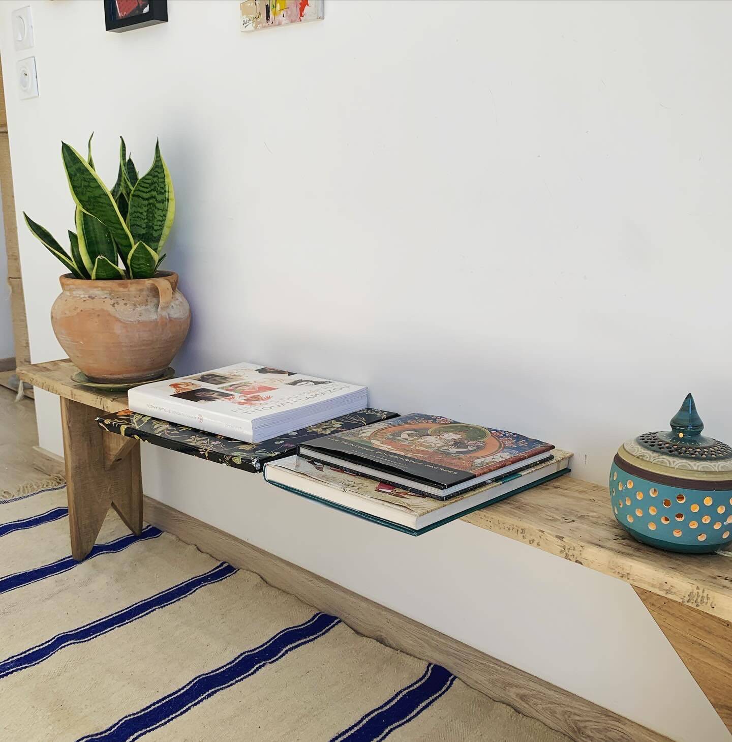 Old restored wooden farm bench