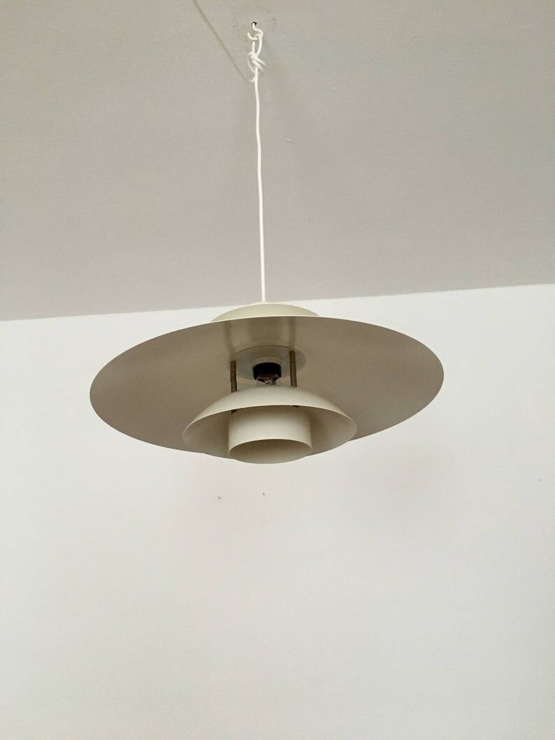 Danish mid century modern metal hanging lamp by Lyfa