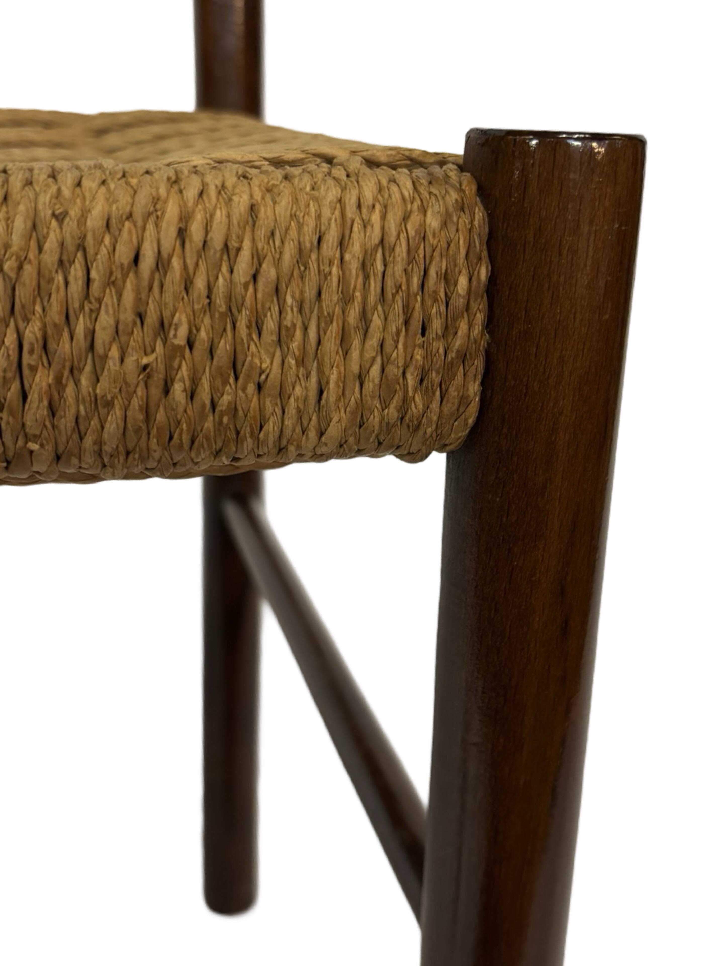 Vintage chair from the 70s minimalist design in wood and paper cord