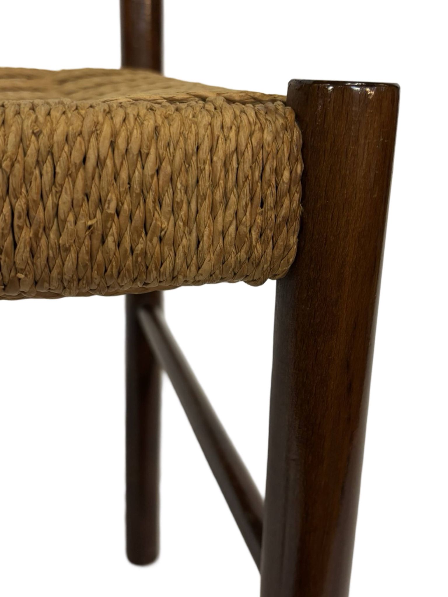 Vintage chair from the 70s minimalist design in wood and paper cord