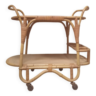 'Vallauris' rolling table in bamboo and wicker
