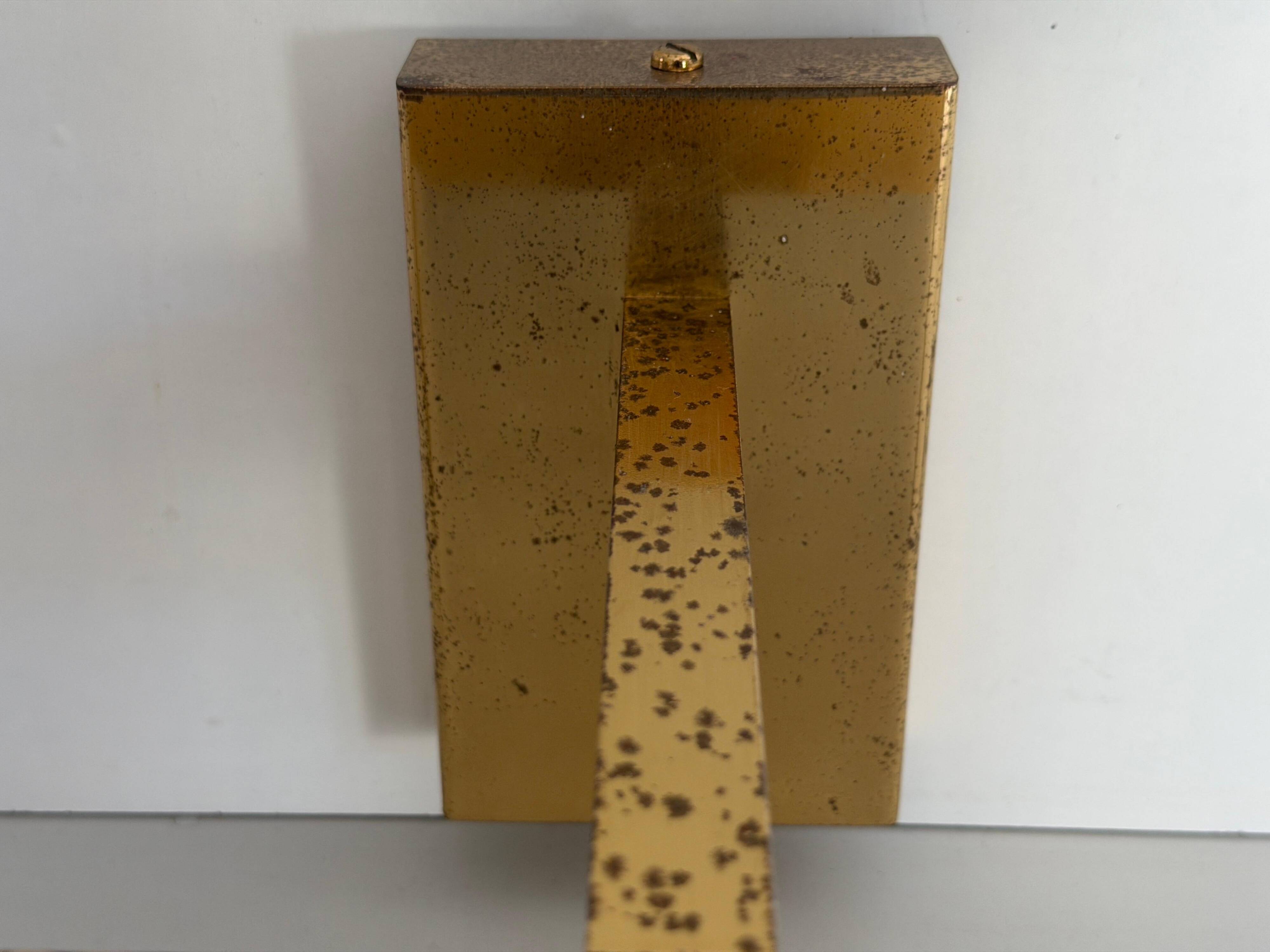 Double opal glass and heavy brass, large minimalist cinema wall light, 1960s, Germany