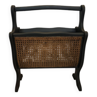 Porte-revues Pia bois et cannage