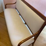 Walnut bench, from the restoration period, covered in white.