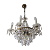 Old hot air balloon chandelier with crystal and bronze grapevines 9 fires