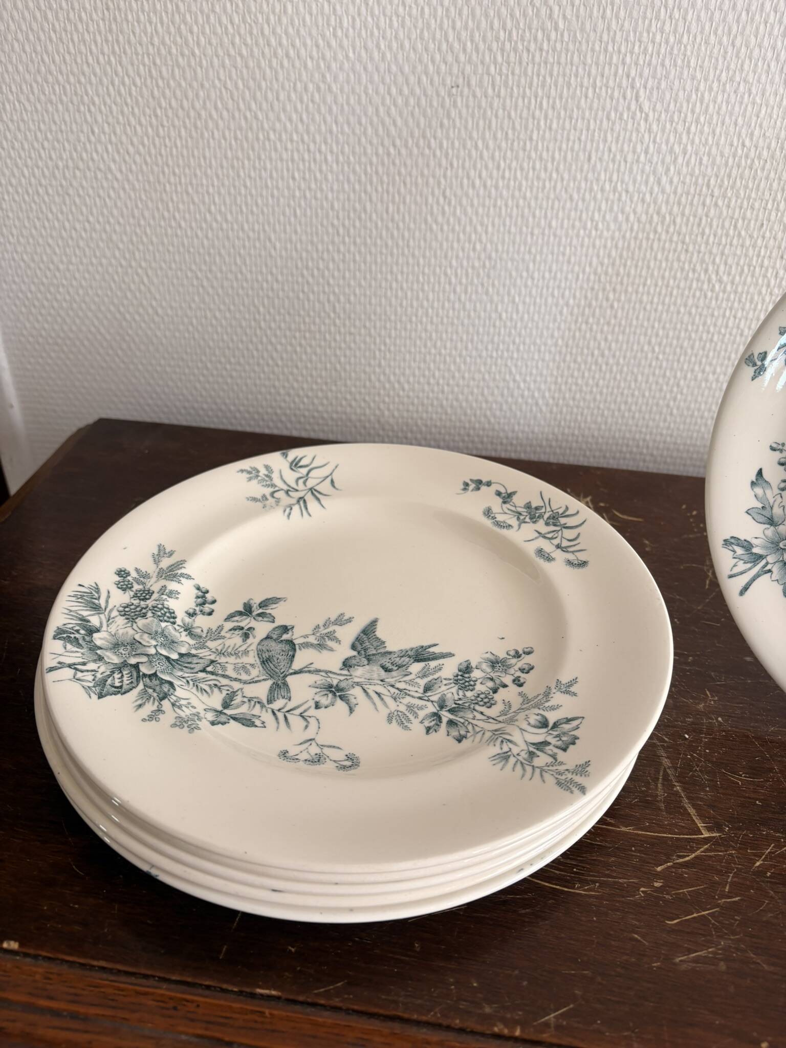 Lot 6 Plate Plates Faience Longwy Model Mignon