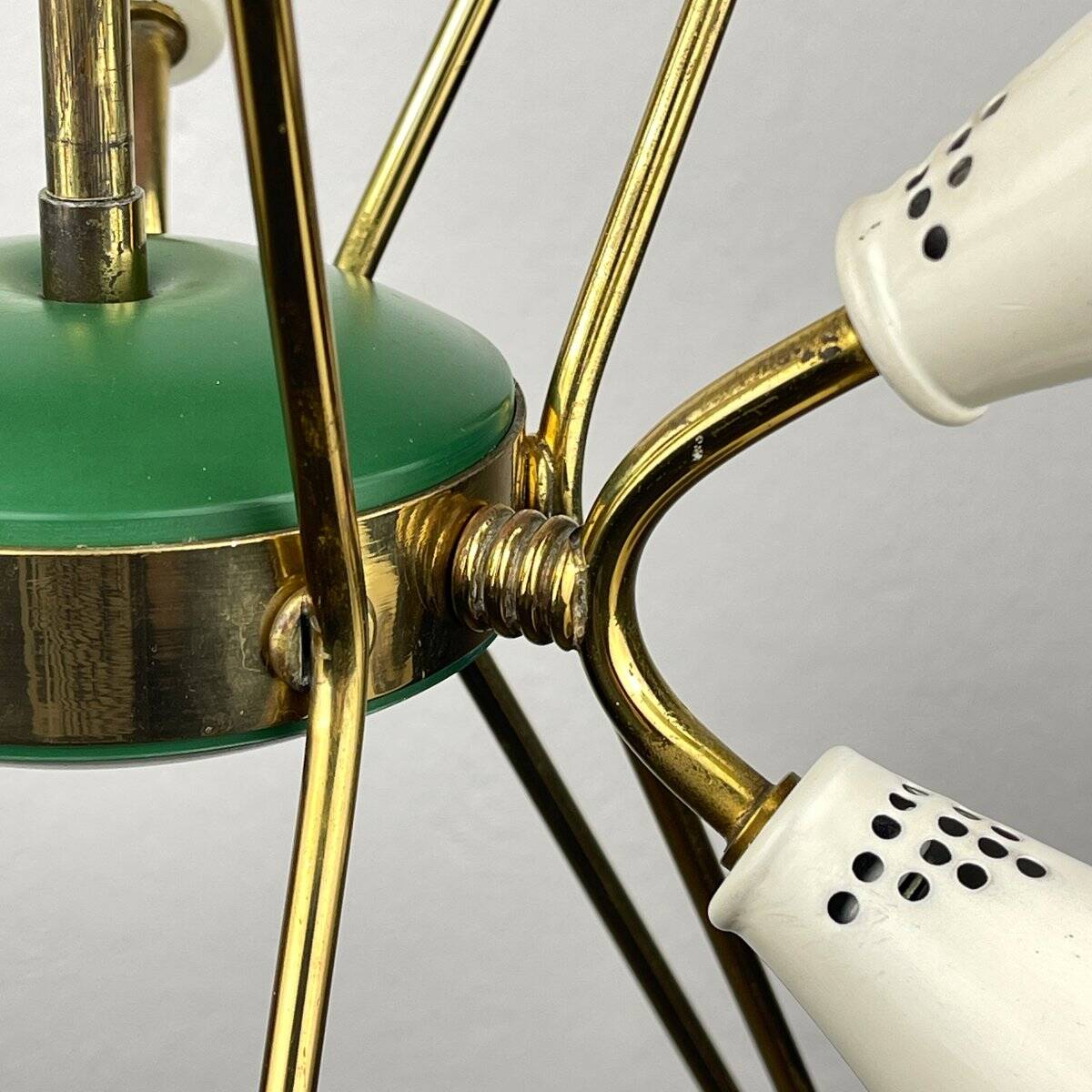 Metal chandelier mid-century modernist by Stilnovo, 1970s