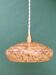 Vintage pendant lamp shade in yellow Clichy glass with red trim