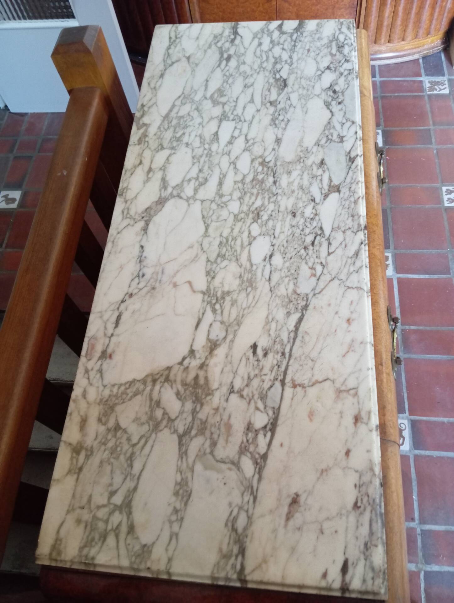 Walnut/Art Deco marble buffet