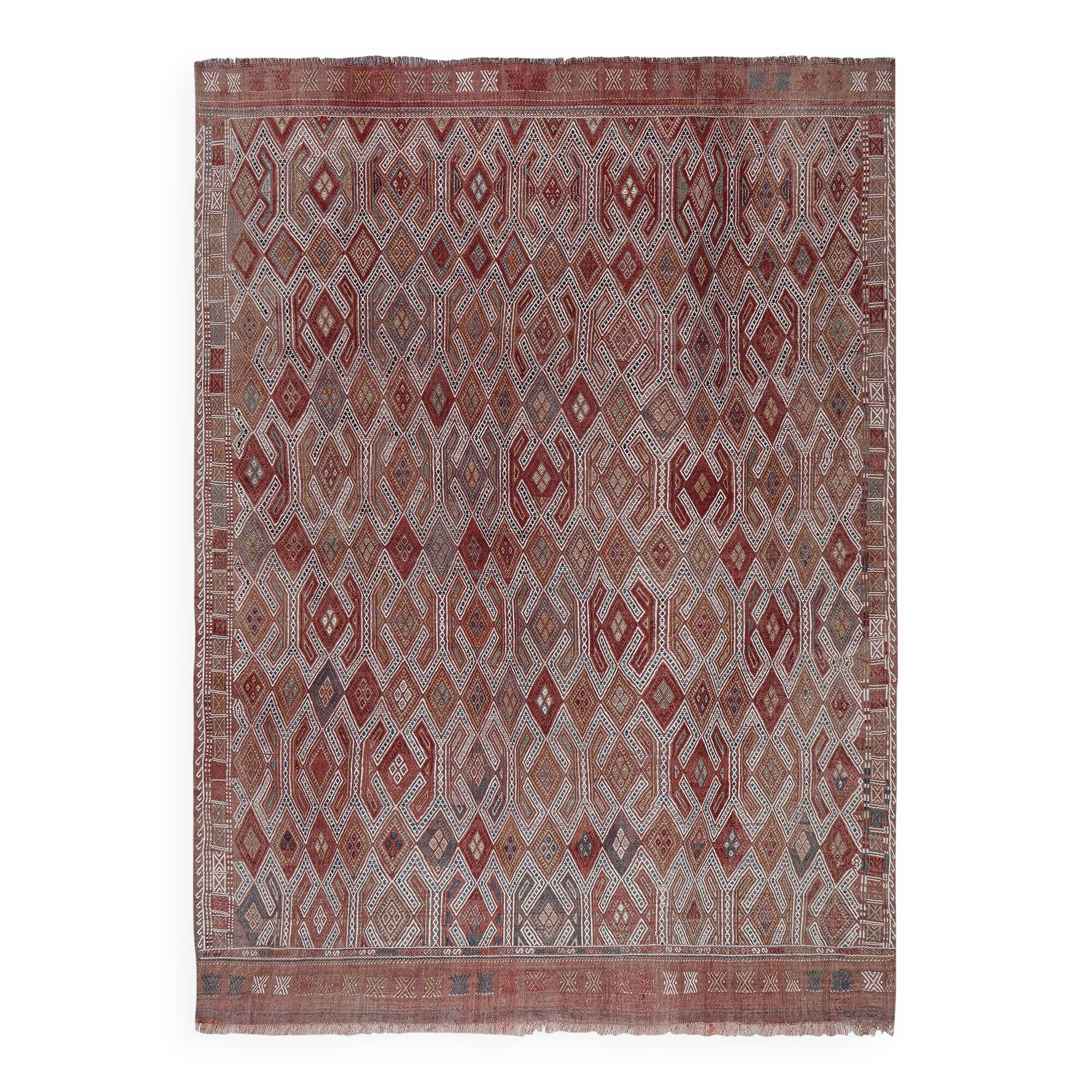 Vintage Turkish kilim, handwoven, 176x244 cm.