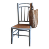 Low chair in wood and canework