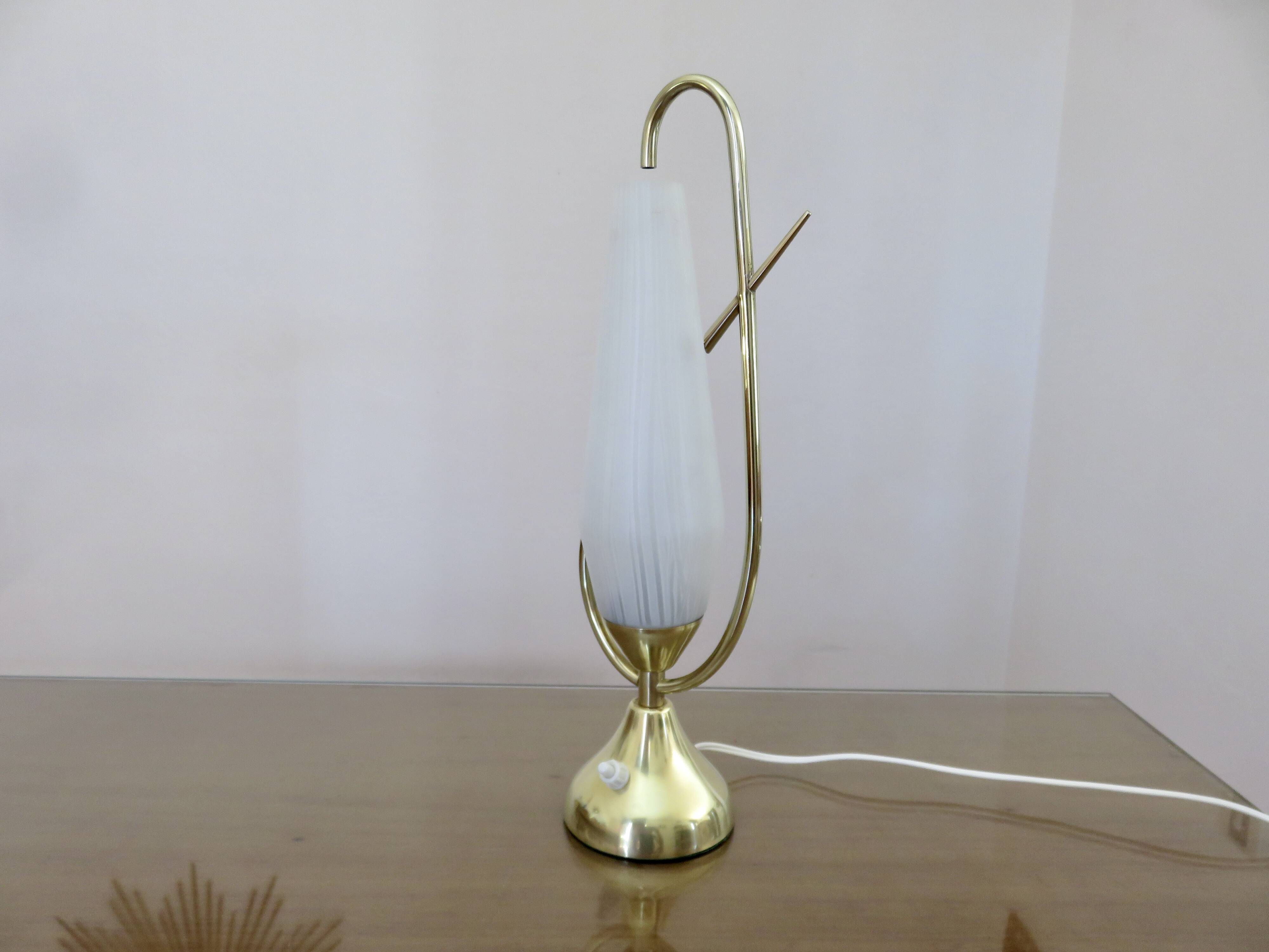 Lampe en laiton doré et verre royal lumière 1960